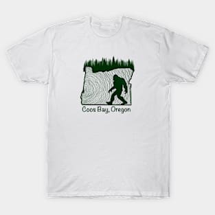 Coos Bay Oregon wood grain Bigfoot T-Shirt